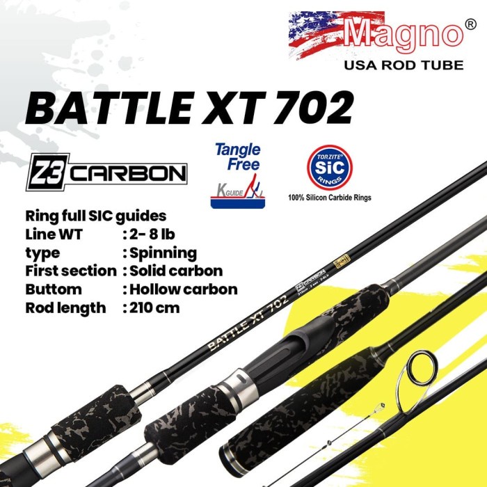 Joran Pancing Rod SPINNING MAGNO BATTLE XT 702 / 210cm (Line Test 2-8lbs)