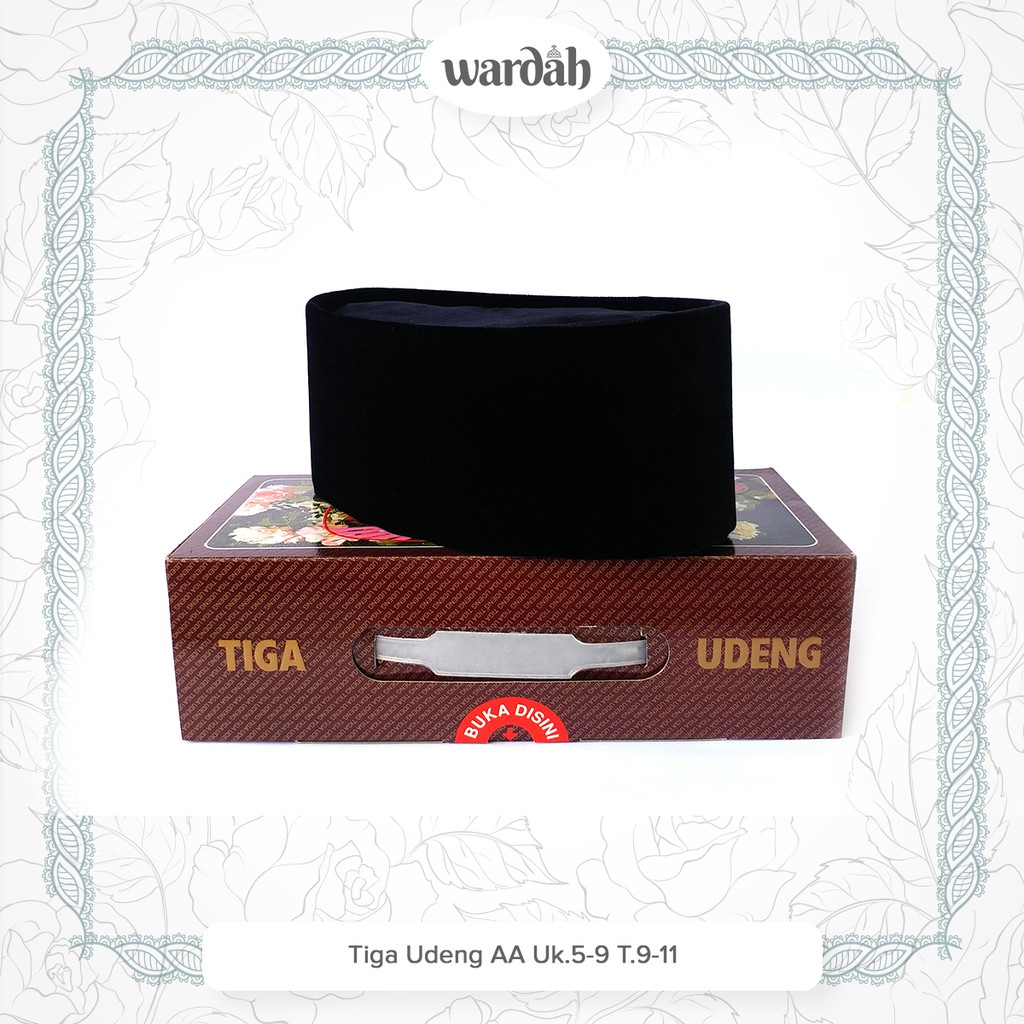Songkok Kopiah Kopyah Peci Tiga Udeng AA Non AC M Ishak Warna Hitam Asli Ukuran 5 6 7 8 9 Tinggi 11