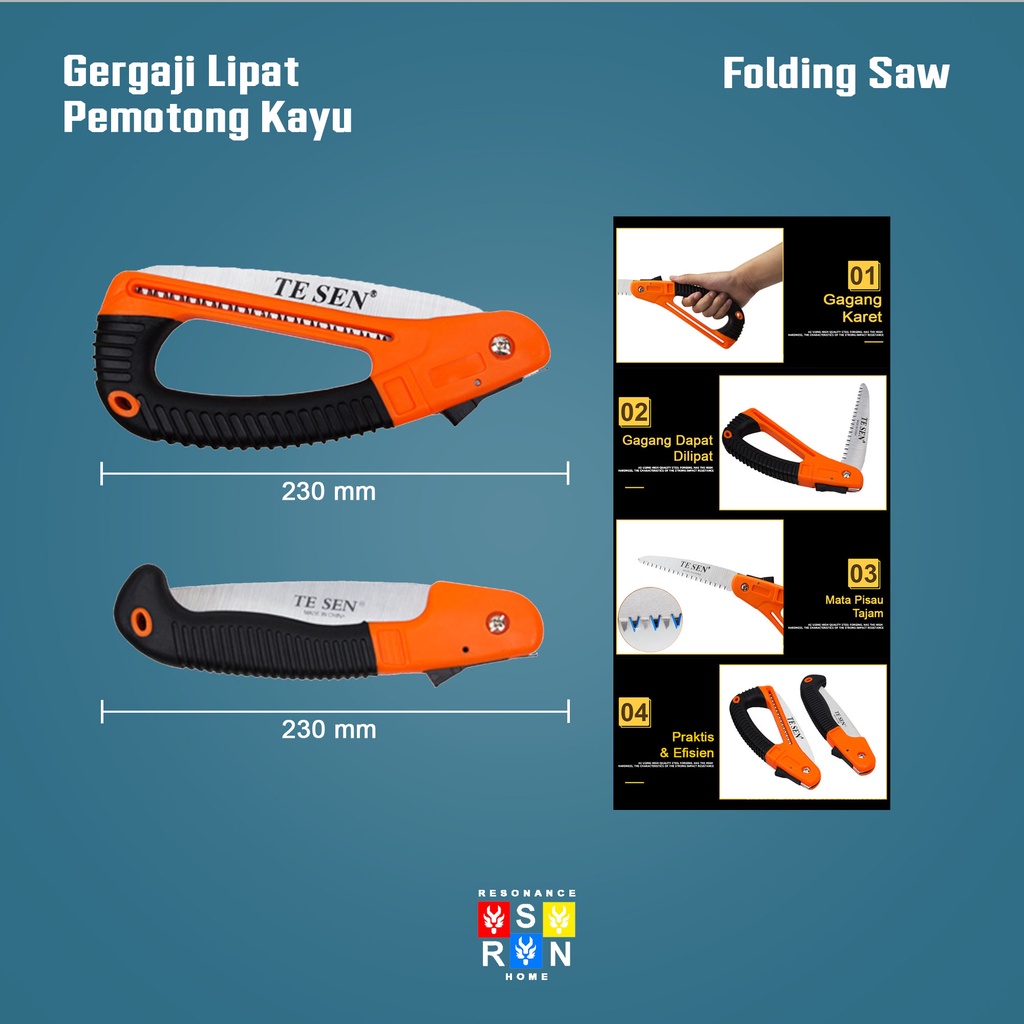 Gergaji Lipat Pemotong Dahan Kayu Pohon Tajam Folding Pruning Saw Resonance Home