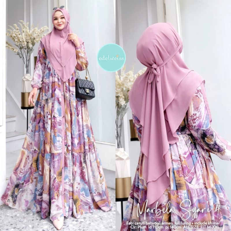 MARBELA SYAR'I 4 CERUTI BABYDOLL ARMANI FULL FURING BY EDELWEISS