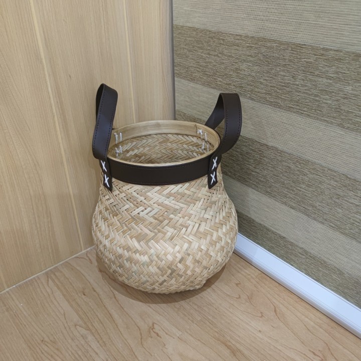 Keranjang Bambu Gentong Handle Vynil 19x19x27cm