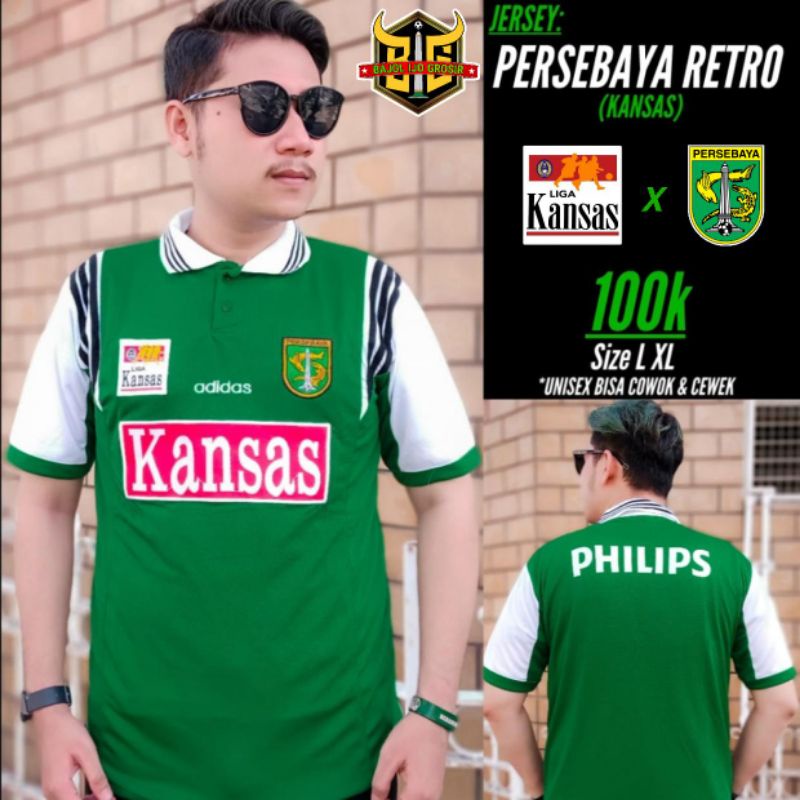 Jersey Persebaya JUARA Liga KANSAS 1996 - 1997 HIJAU TUA Lumut Bordir Retro Lokal