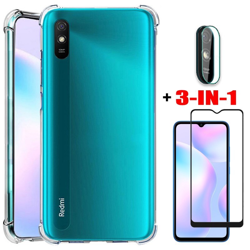 REDMI 9A PAKET HEMAT 3in1 Case Tempered Glass Camera Lens REDMI 9A