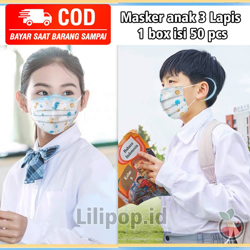 Masker anak 3 ply murah 1 box isi 50 pcs