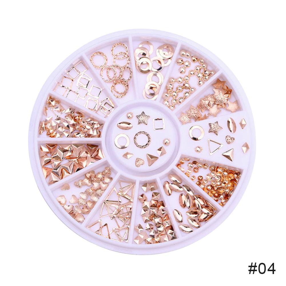 Timekey 12 Sekat / Kotak Hiasan Kuku Rivet / Mutiara / Berlian Imitasi Bahan Alloy Untuk Nail Art A7K8