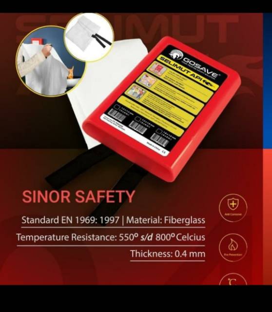 Fire Blanket 1.2 x 1.2 Mtr Selimut Safety Pemadam Kebakaran