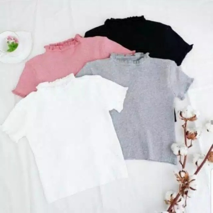 crop tshirt TOP knit kriwil rajut WANITA/ATASAN CROP RAJUT