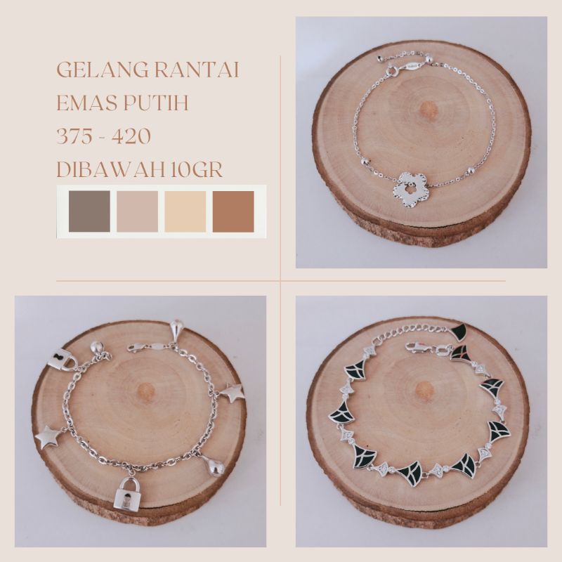 WAJIB TANYA STOK Realpic Gelang Rantai Bracelet Emas Putih Kadar 375-420 | Dibawah 10gr