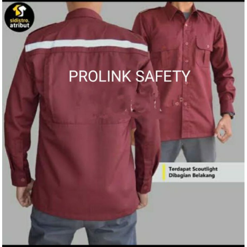 BAJU SAFETY MARON KANCING FREE LOGO K3 BENDERA KAIN DRILL