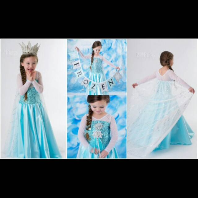 DRESS FROZEN ANAK CEWEK sz 1 &amp; 2 Tahun baby Elsa Frozen Dress Sayap panjang Long slayer Gaun Anak Cheongsam shanghai