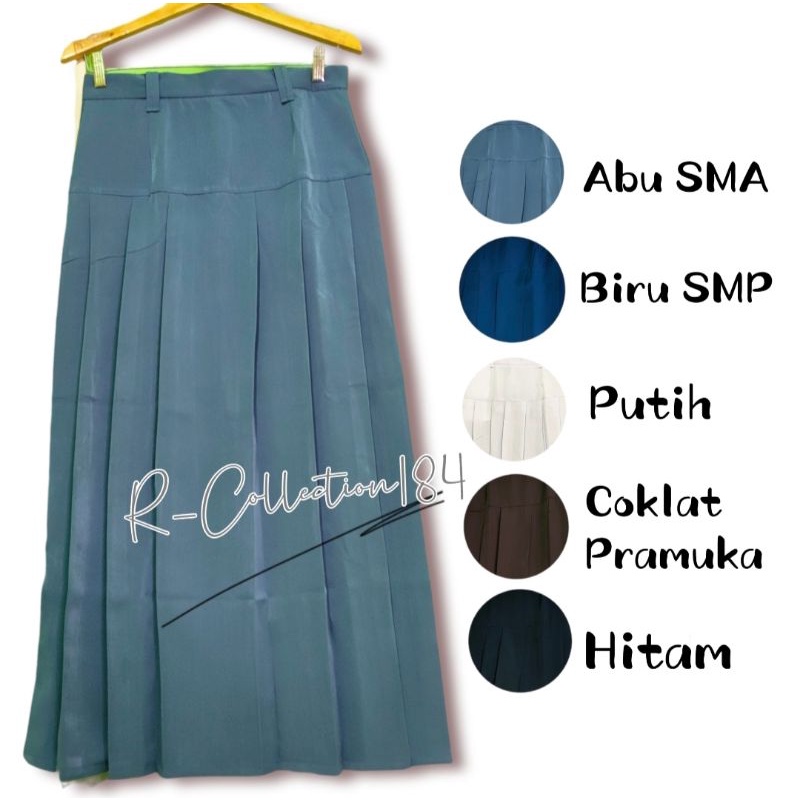 Rok Rempel PINGGANG BAWAH Turun Pinggang Sekolah Kerja Hitam Putih Coklat Pramuka Abu SMA Biru SMP