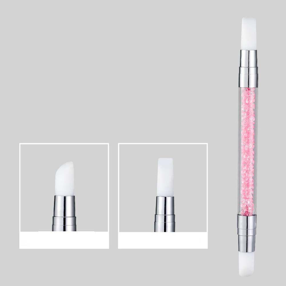 AUGUSTINA Agustina Ukiran Dotting Pen Berlian Imitasi Kristal Silikon Kepala Kuku Gel Kuku Brush Pens Silicone Nail Art Pens