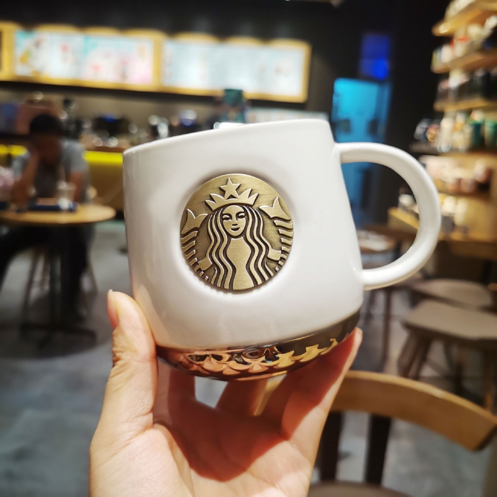 COD Tumbler Starbucks Keramik Mug Kopi Motif Mermaid Bahan Tembaga Hadiah Cup