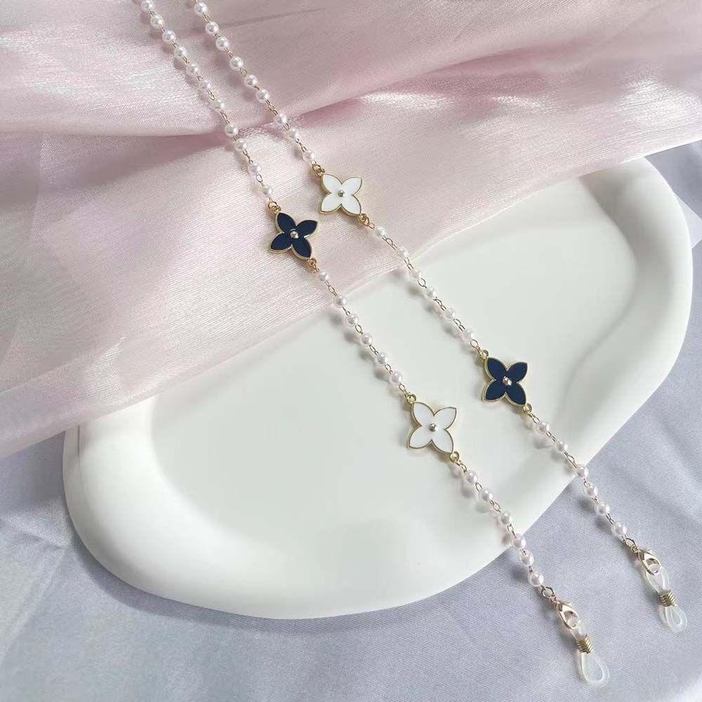 Needway Rantai Kacamata Elegan Fashion Mutiara Bunga Masker Lanyard Kacamata Rantai Tontonan Cord