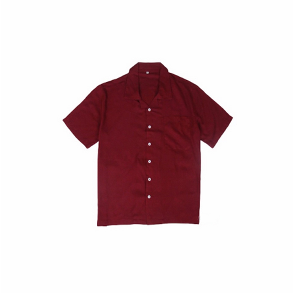 Kemeja Hawai Polos Unisex | Hawaiian Shirt | Cotton Rayon Adem &amp; Lembut | Warna Maroon