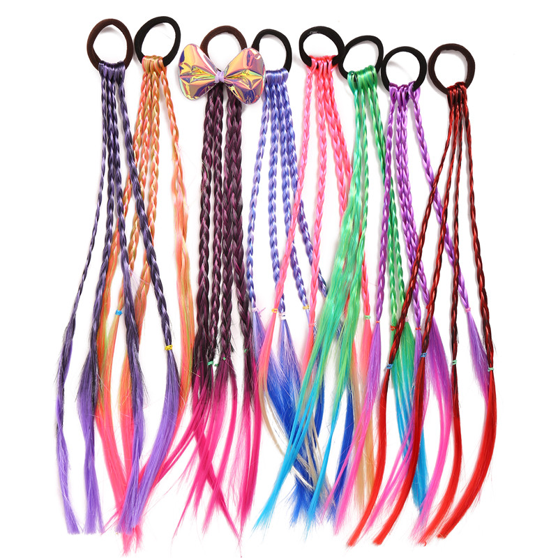 Children's Ponytail Braid Wig Colorful Hairpins Cute Dirty Braids Hair Ropes Headrope Performance Twist Braid  Accessories