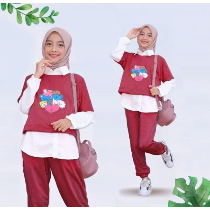 Setelan Anak / Baju Senam Olahraga Anak Perempuan Dewasa ABG SMA Kekinian