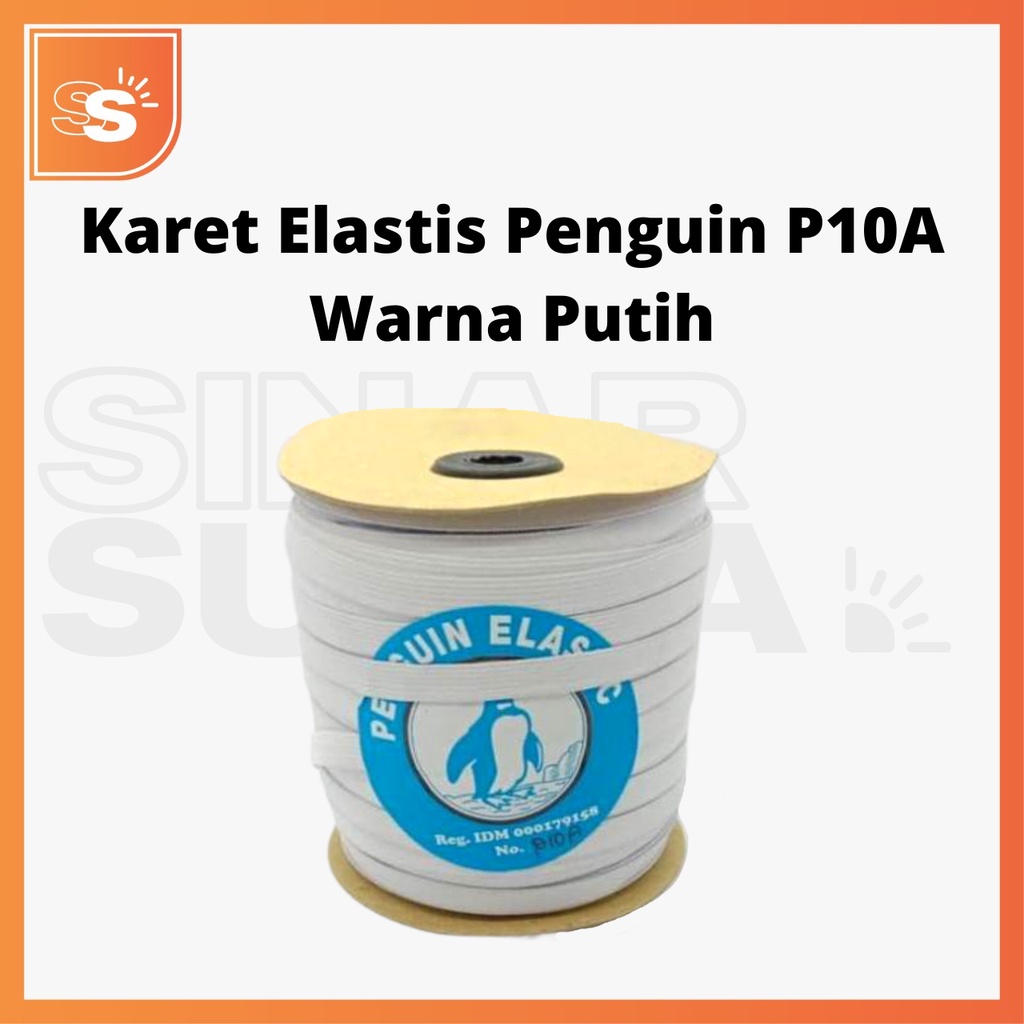 Karet Elastis Penguin P10A Ukuran 1cm Warna Putih