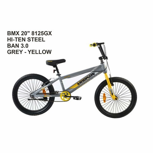 sepeda anak laki BMX usia 8 - 9 - 10 sampai 12 tahun-Moris8125 abu-kuning