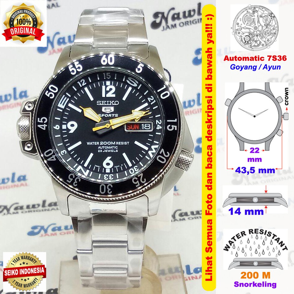 Seiko 5 Sports SKZ211K1 Atals Black Dial - Jam Tangan Pria SKZ211