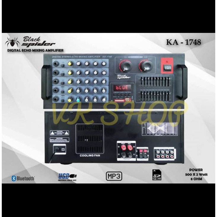 AMPLIFIER AUDIO BLACK SPIDER KA 1748 / KA-1748 BLUETOOH USB
