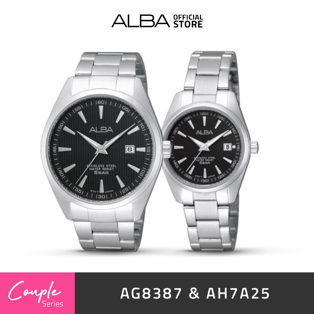 Jam Tangan Couple Alba PRESTIGE Quartz AG8387 & AH7A25 Original Anti Air