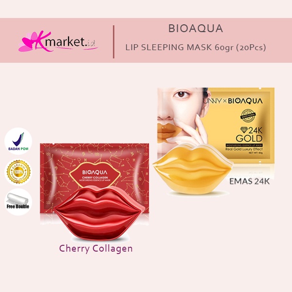 BIOAQUA Moisturizing Essence Lip Mask 60Gr (20Lembar/Pack) |Pelembab Bibir | Masker Bibir | Lip Mask