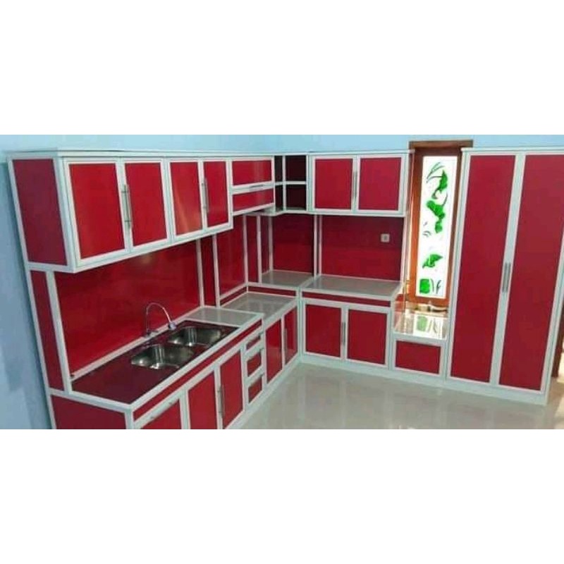 KITCHEN SET murah aluminium - custom KITCHEN SET ALUMINIUM minimalis modern - lemari gantung alumuni