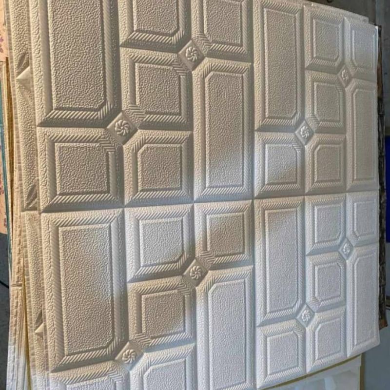 wallpaper sticker foam 3D motif kotak putih modern