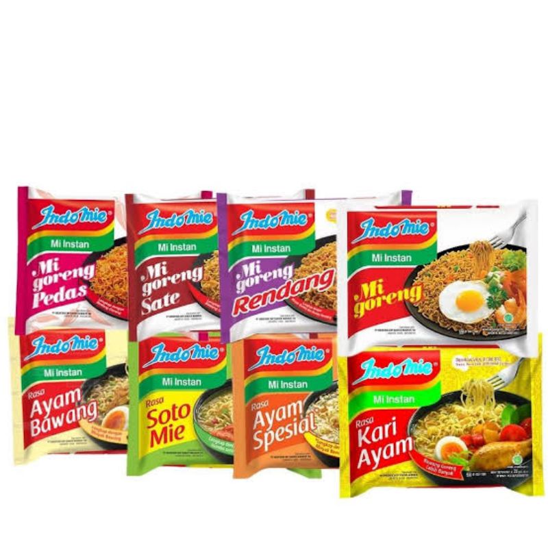 

INDOMIE SEMUA RASA / Indomie Goreng / Indomie Kari / Indomie Kare / Indomie Soto / Indomie Ayam bawang / Indomie Ayam Geprek / Indomie kriuk / indomie kriuuk 8x / indomie pedas / mi goreng / mi soto / indomie rendang / indomie soto spesial