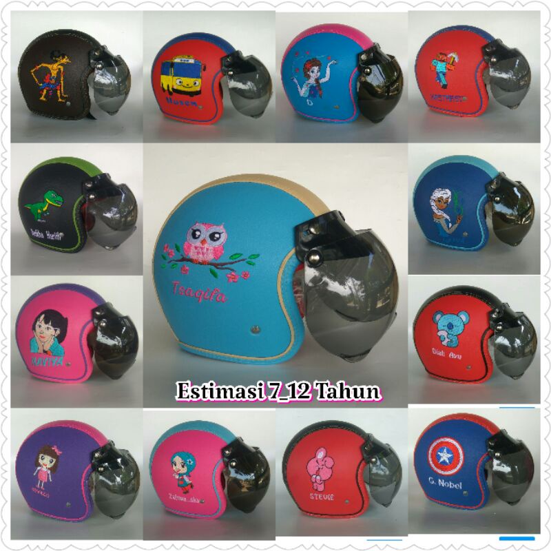 HELM BOGO ANAK 7_12TAHUN CUSTOM NAMA dan GAMBAR