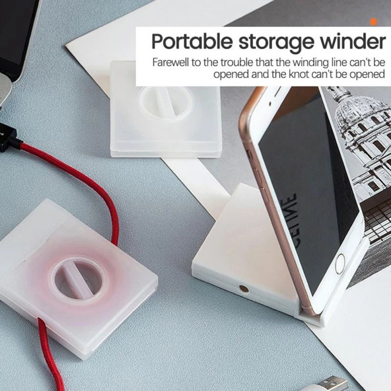 Transparent Desktop Cable Organizer Desk Cable Winder Phone Holder Wire Management Extendable Data Wire Storage Box