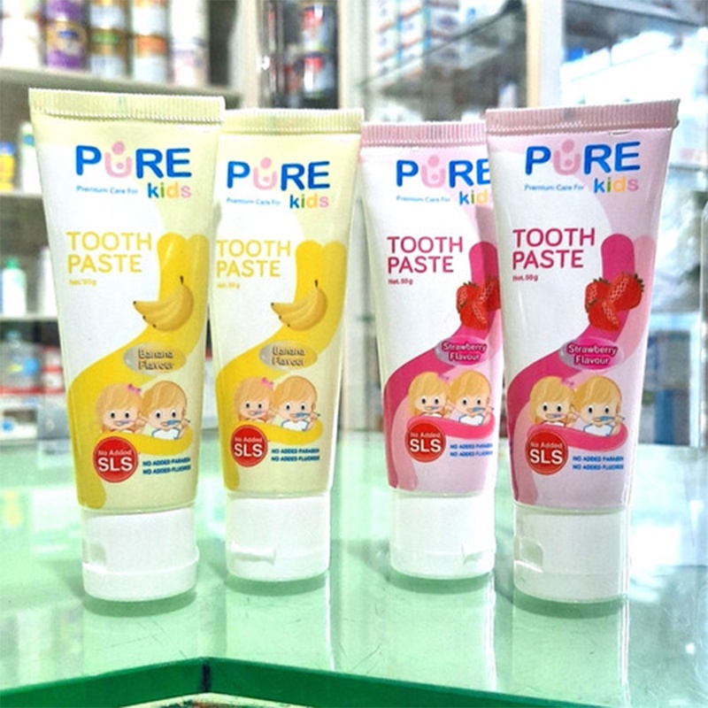 Pure Kids Tooth Paste 50gr Pasta Gigi Anak Pure Banana Strawberry