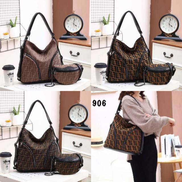 Fendi FF Canvas Hobo Set #906
