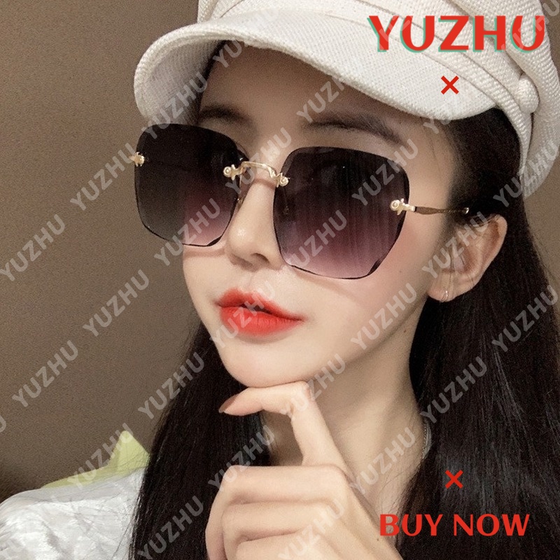 （YUZHU）COD Kacamata Hitam Korean Gaya Square Frame Kacamata Wanita Anti UV400 Sunglasses