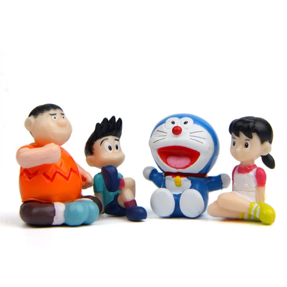 MXBEAUTY 4pcs/lot Doraemon Cartoon Collection Model Anime Figures Creative Doranikov PVC Takeshi Goda Dorami Sitting Posture Action Figure Toys