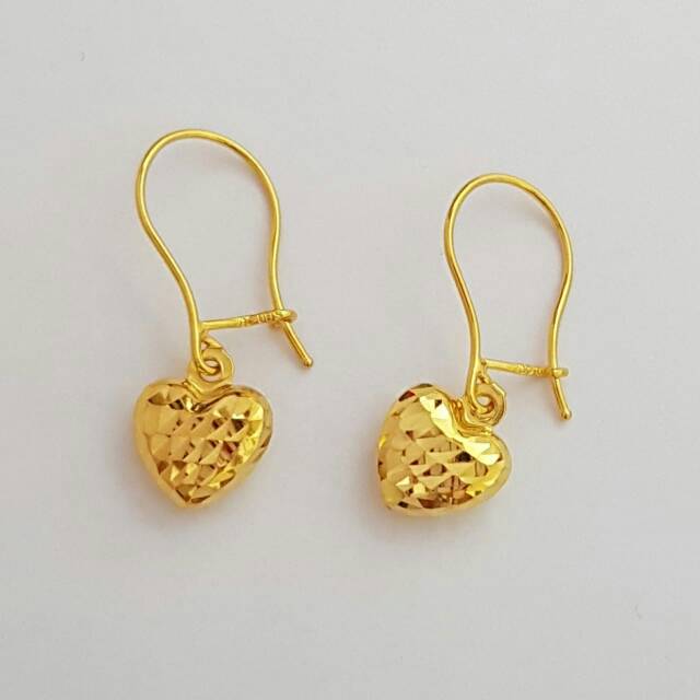 Anting Kait Model Hati Koleksi Josean Elegant Emas Asli
