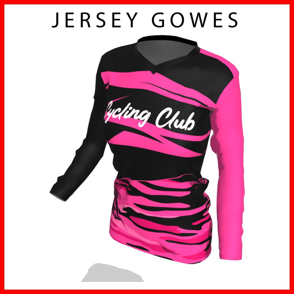 Baju Kaos Jersey Sepeda Gowes Wanita Cewek Perempuan Lengan Panjang Printing-24
