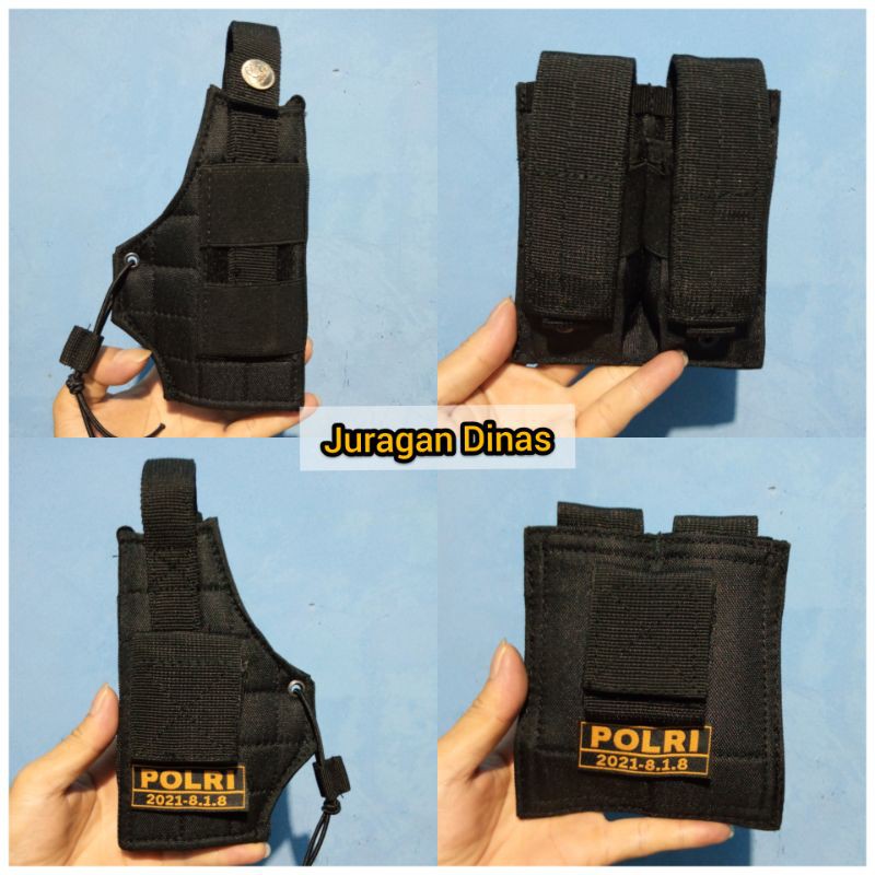 HOLSTER + MAGAZEN HITAM JATAH POLRI