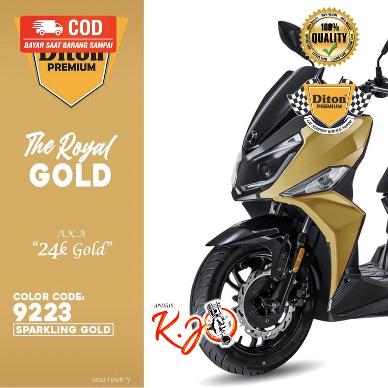 Cat Semprot Motor Diton Premium 9223 Sparkling Gold Emas Metalik
