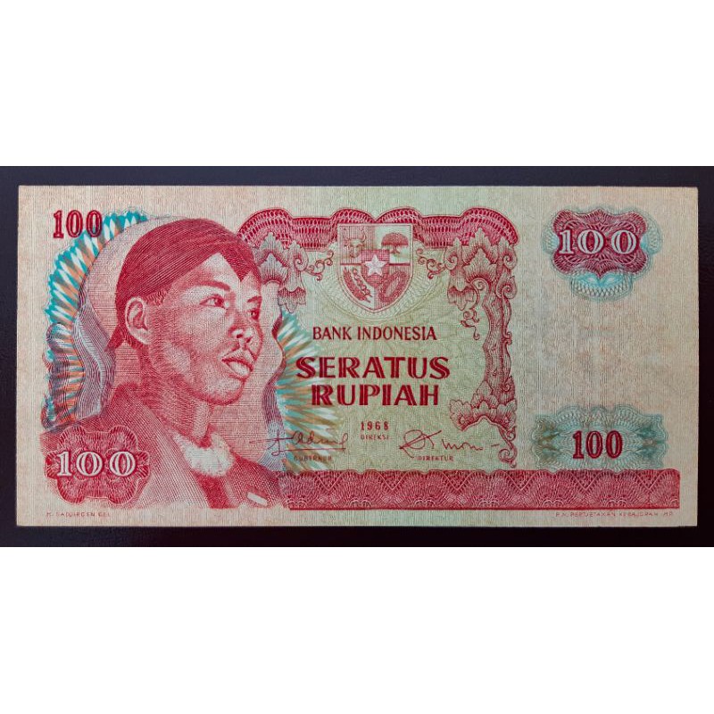 uang kuno 100 rp tahun 1968 Soedirman baru gress aUNC