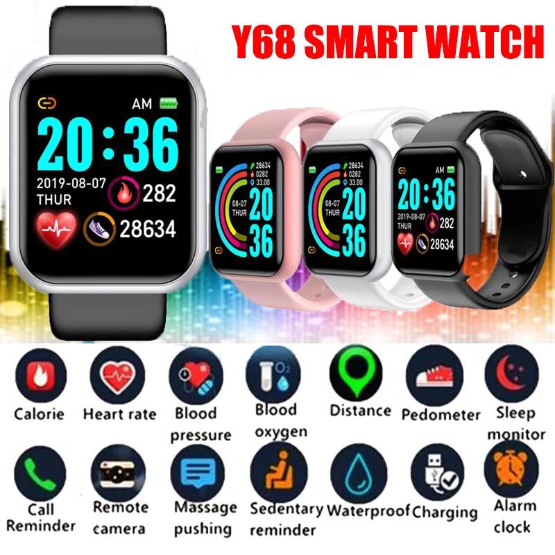 Y68 Jam Tangan Pria Wanita Digital Smartwatch Bluetooth COD smarwatch