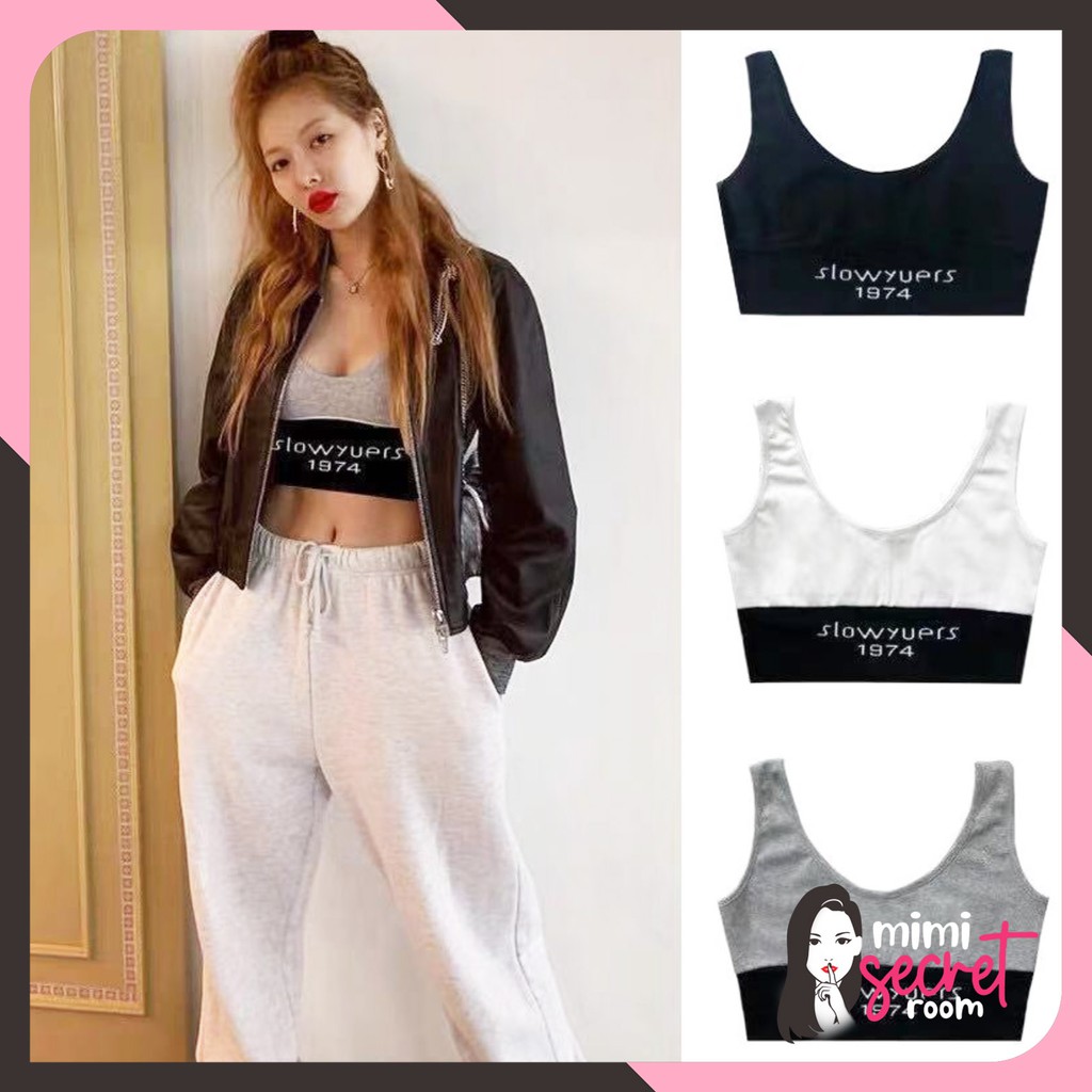 ❤ MIMI ❤ Sport Bra Wanita Tanpa Kawat Bralette Ala Korea Slow Yuers 1974 Sport Bra Push Up