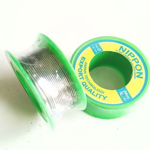 Timah Kawat Flux solder ukuran 0,8mm 60/40 kwalitas Premium Kilap Full 10 Meter