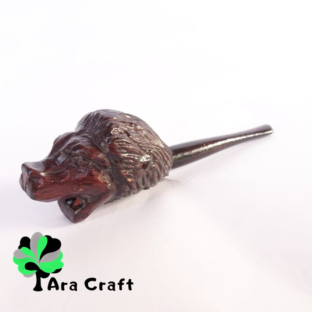 Once Kayu Kukun Ukir Singa/ Pipa Rokok Kayu Kukun Ukir Singa/ Pipa Once Kayu Kukun/ Panjang 12-13cm