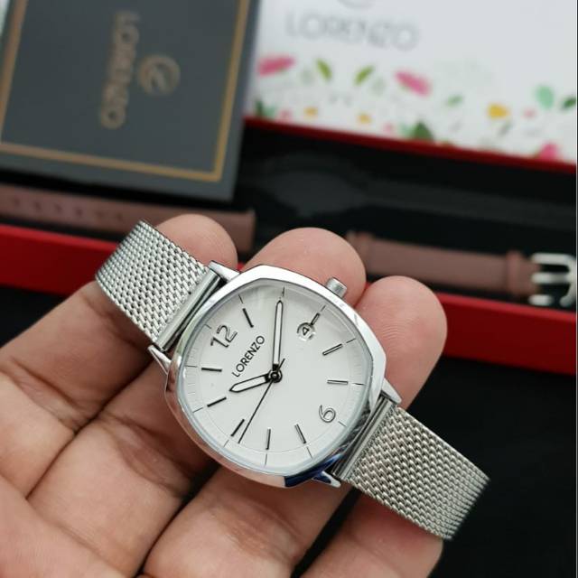 (Garansi 1Tahun) jam tangan wanita  lorenzo 1030 original silver