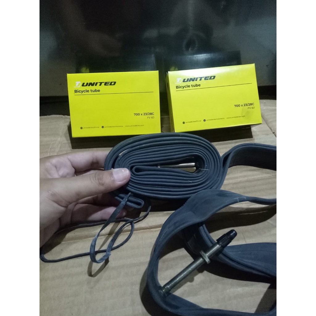 ban dalam sepeda fixie atau Road bike merk united ukuran 700x23-28c