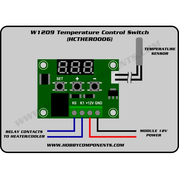 W1209 Digital LED DC 12V Temperatur control thermostat Tetas telur