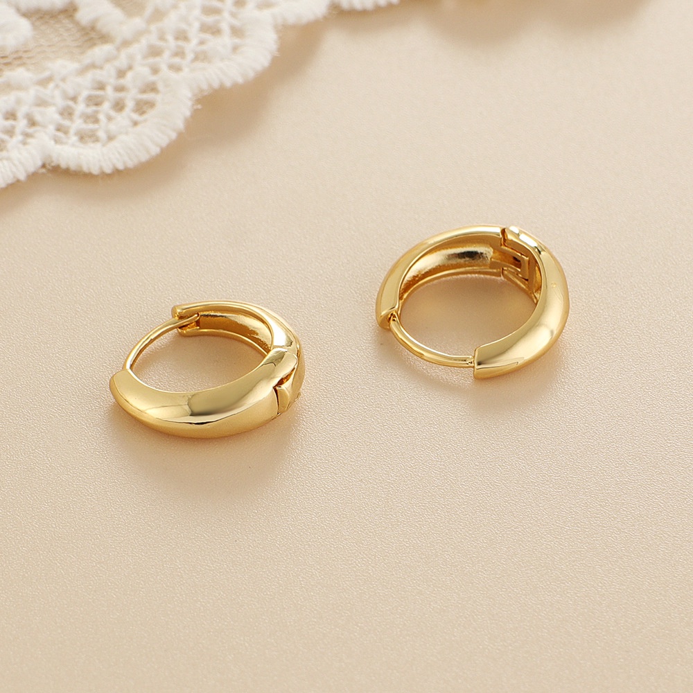 Anting Tindik Telinga Bentuk Bulat Geometris Warna Emas Untuk Pria Dan Wanita