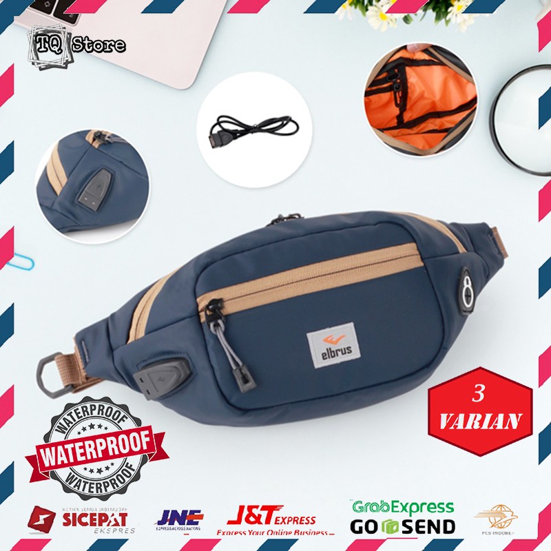 Waistbag Tas Selempang Pria Elbrus Waterproof Tas Slempang Cowok Kecil Distro Premium Anti Air Murah